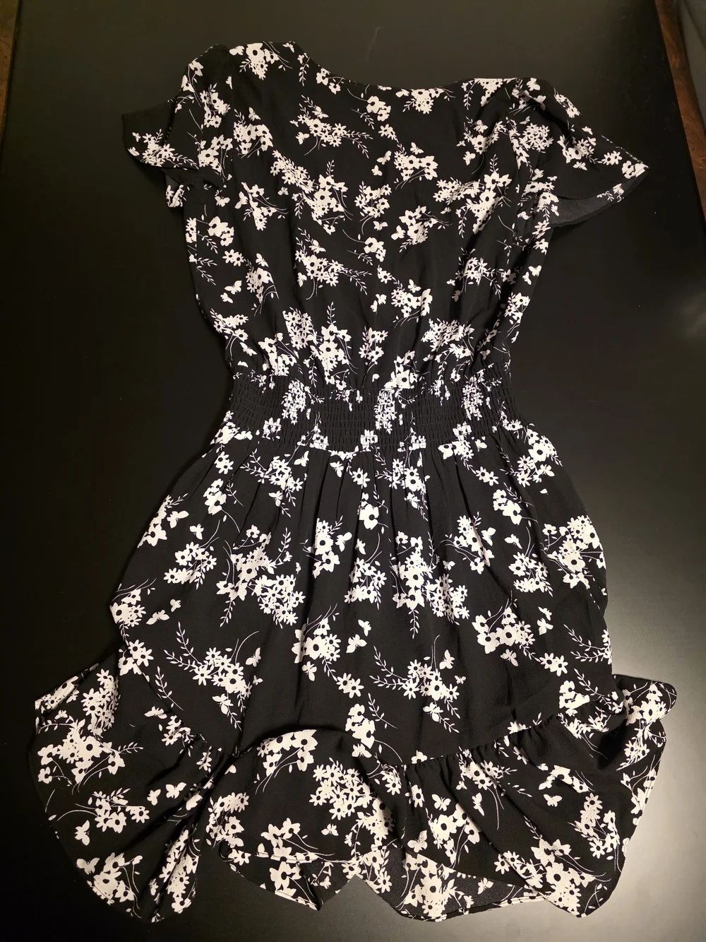Michael Kohrs Black Floral Smocked Waist Women's Dress